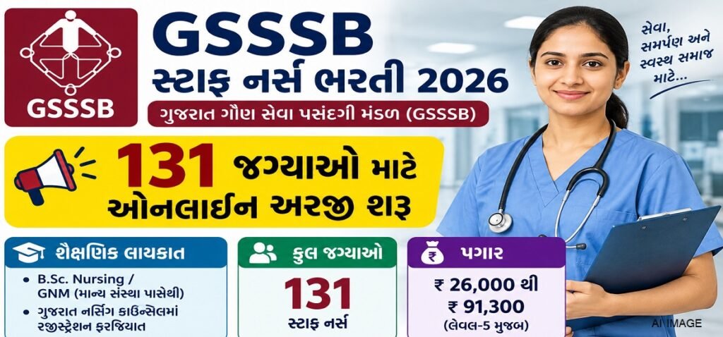 GSSSB સ્ટાફ નર્સ ભરતી 